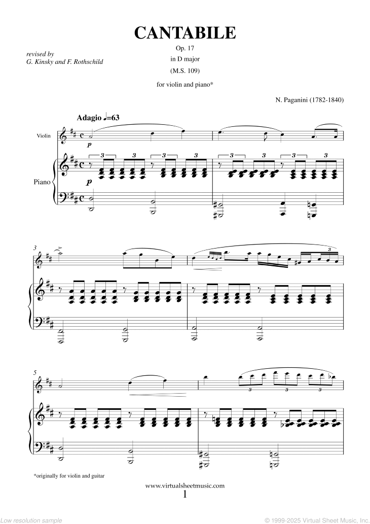 Noten Cantabile Op. 17 in D major