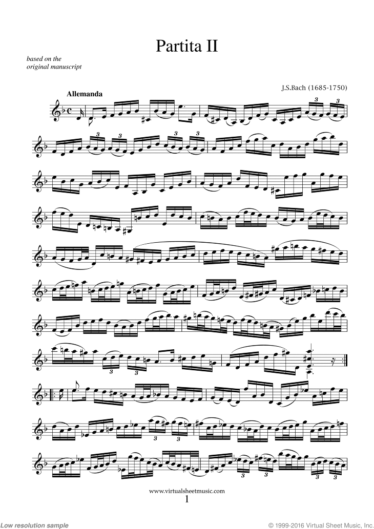 Noten Partita No.2 in D minor (neue Ausgabe)