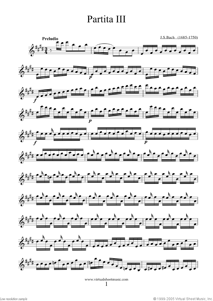 Noten Partita No.3 in E major
