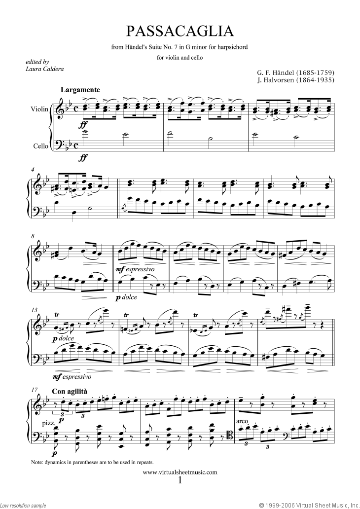 Noten Passacaglia on a theme by G.F.Handel