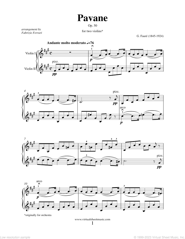 Noten Pavane Op.50