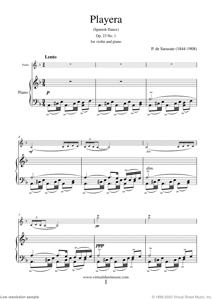 Noten Playera (Spanish Dance) Op. 23 No. 1