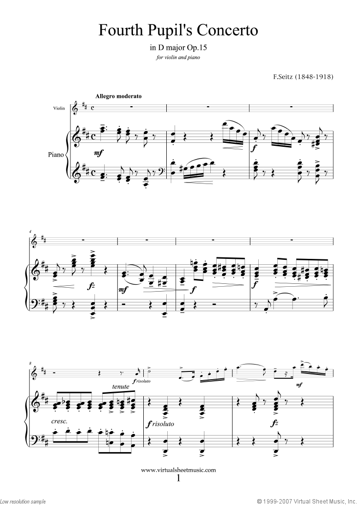 Noten Fourth Pupil's Concerto in D major Op.15
