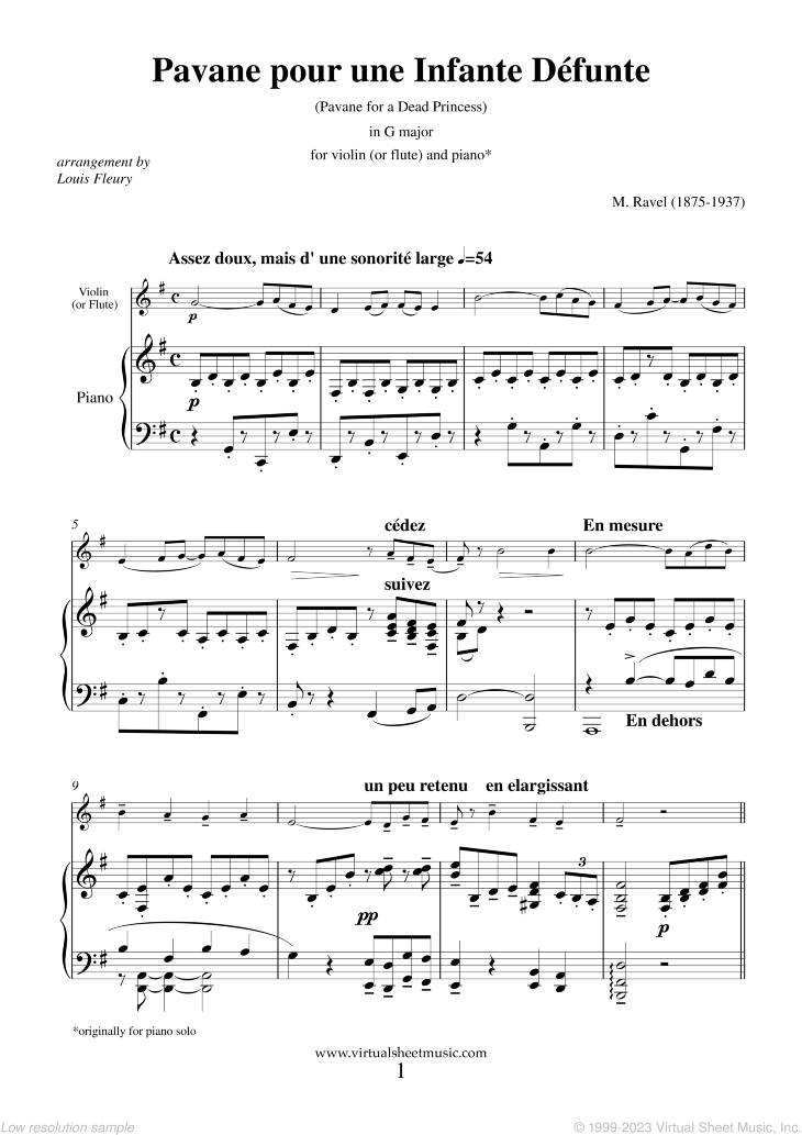 Noten Pavane pour une Infante Defunte