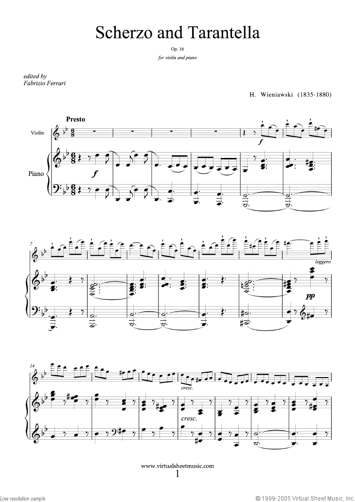 Noten Scherzo and Tarantella Op.16