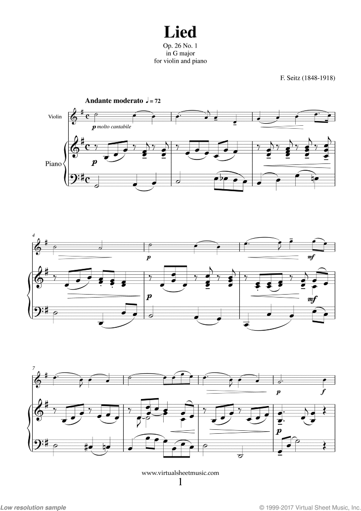 Noten Lied in G major Op. 26 No. 1