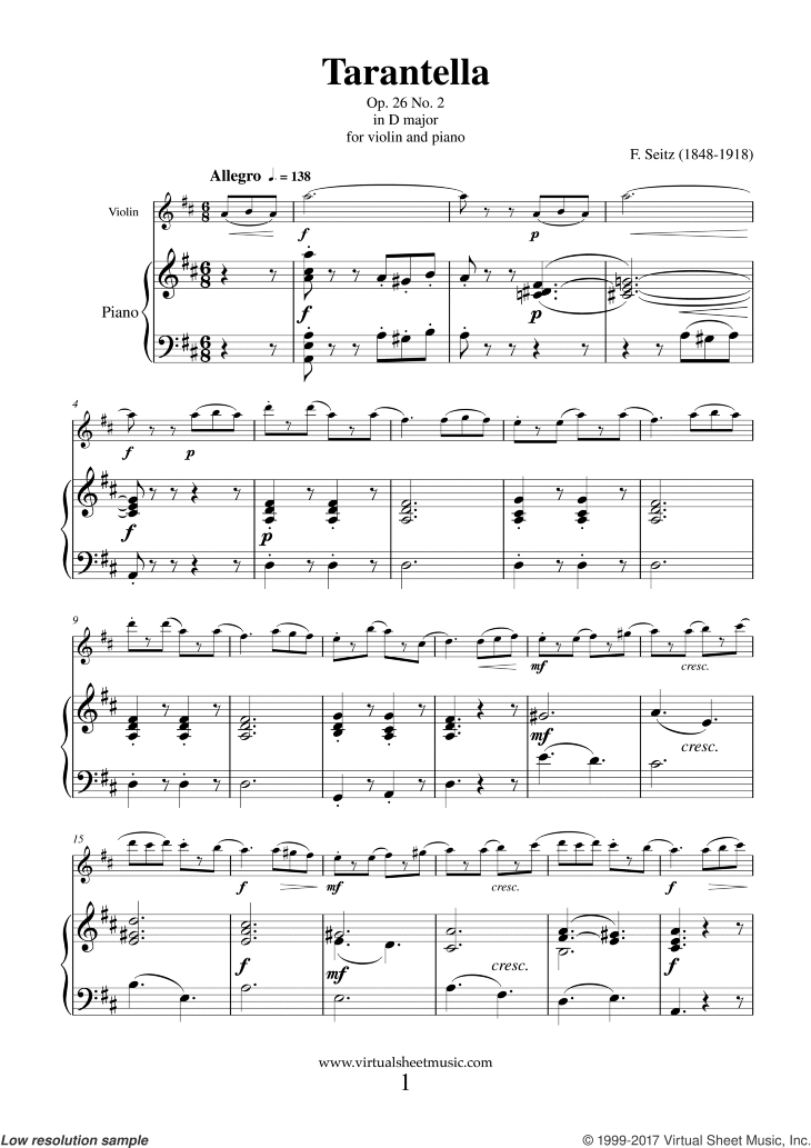 Noten Tarantella in D major Op. 26 No. 2 (neue Ausgabe)