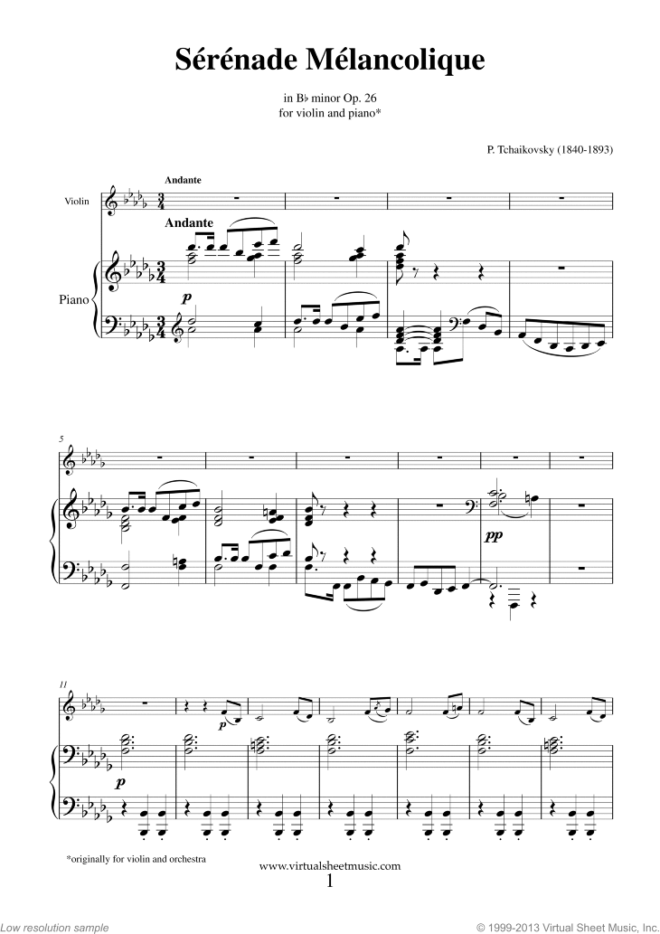 Noten Serenade Melancolique