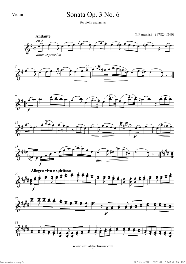 Noten Sonata Op.3 No.6