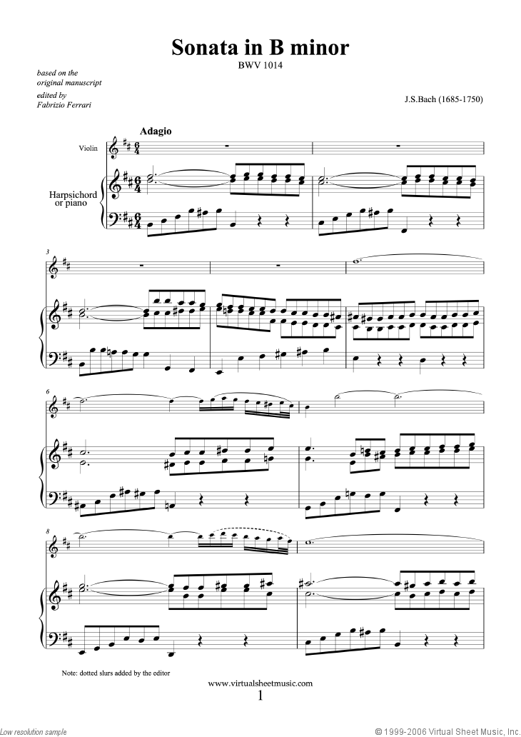 Noten Sonata in B minor BWV 1014
