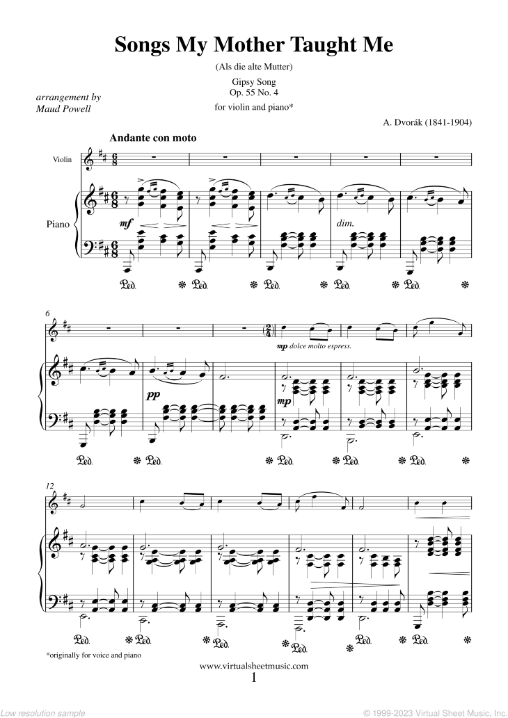 Noten Songs My Mother Taught Me Op.55 No. 4