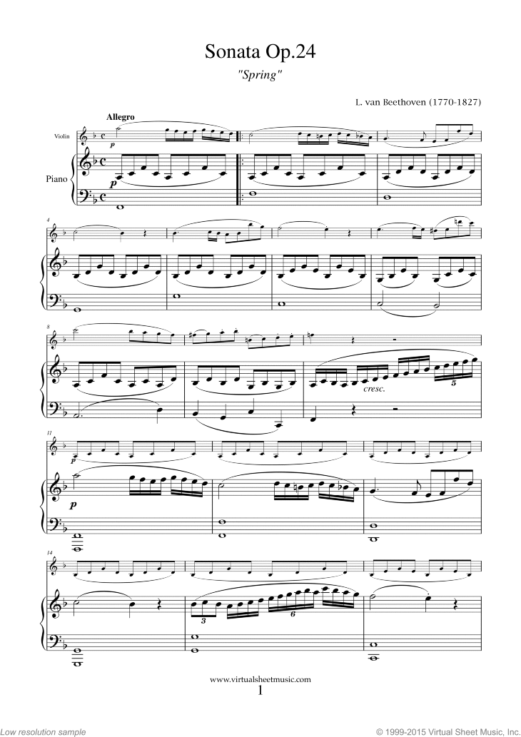 Noten Sonata Op.24 No.5 "Spring" (neue Ausgabe)