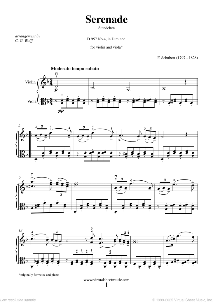 Noten Serenade "Standchen"