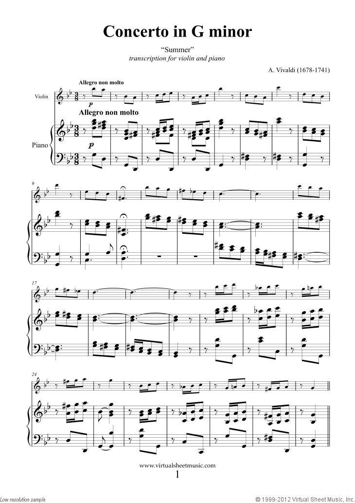 Noten Concerto "Summer" (neue Ausgabe)