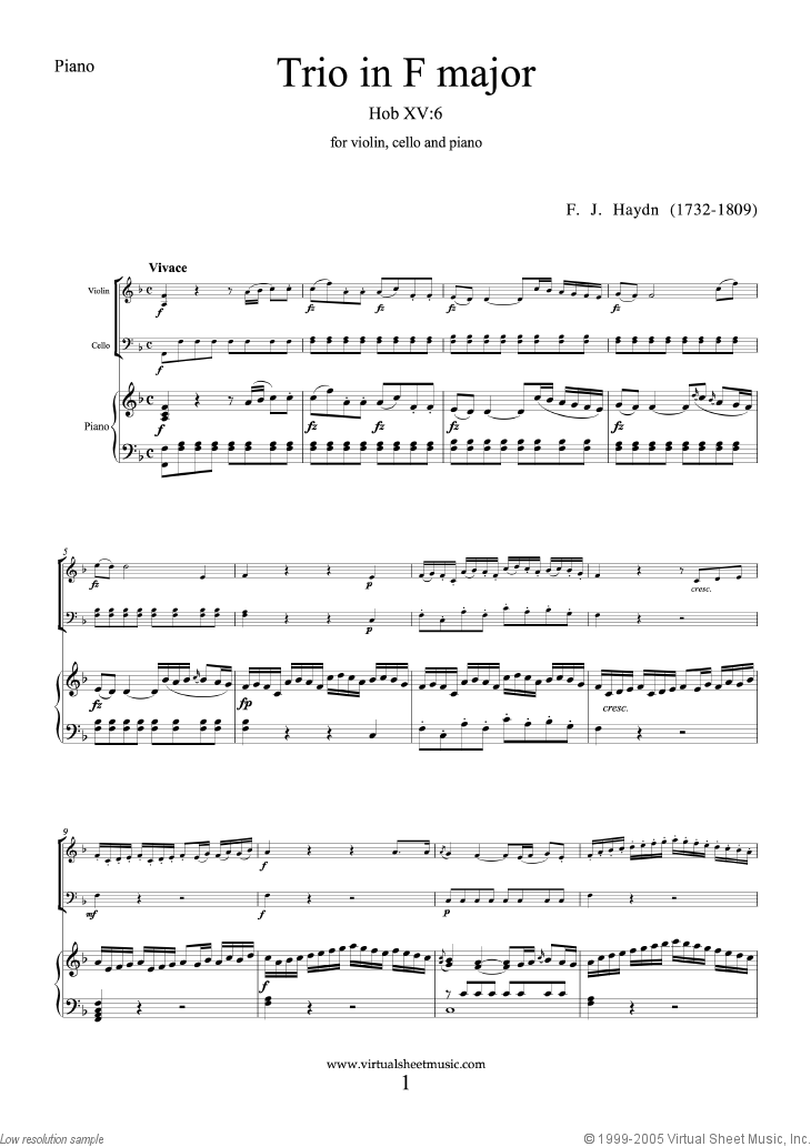 Noten Trio in F major Hob XV:6