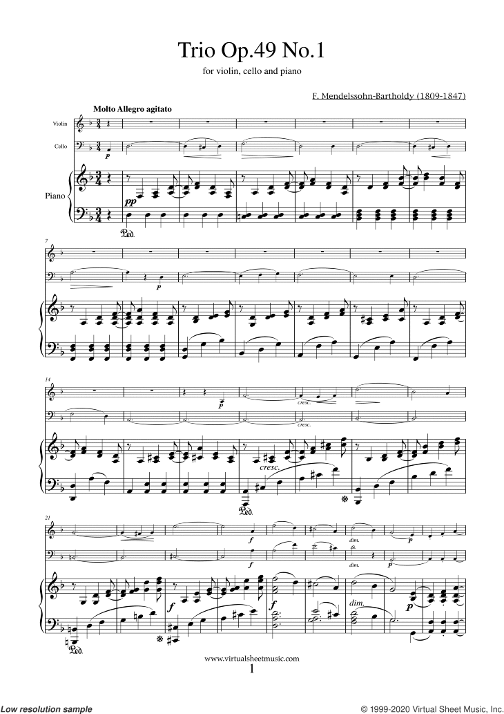 Noten Trio Op.49 No.1
